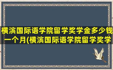 横滨国际语学院留学奖学金多少钱一个月(横滨国际语学院留学奖学金多少钱啊)