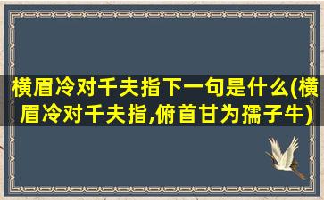 横眉冷对千夫指下一句是什么(横眉冷对千夫指,俯首甘为孺子牛)