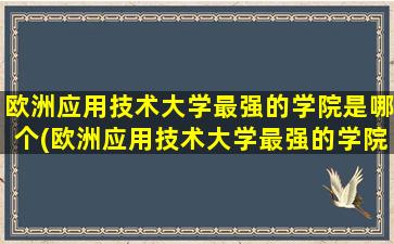 欧洲应用技术大学最强的学院是哪个(欧洲应用技术大学最强的学院是)