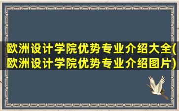 欧洲设计学院优势专业介绍大全(欧洲设计学院优势专业介绍图片)