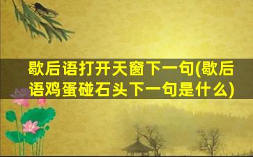 歇后语打开天窗下一句(歇后语鸡蛋碰石头下一句是什么)