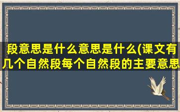 段意思是什么意思是什么(课文有几个自然段每个自然段的主要意思是什么)