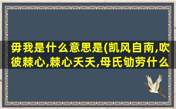 毋我是什么意思是(凯风自南,吹彼棘心,棘心夭夭,母氏劬劳什么意思)