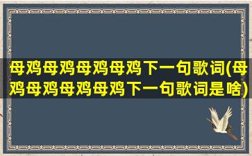 母鸡母鸡母鸡母鸡下一句歌词(母鸡母鸡母鸡母鸡下一句歌词是啥)