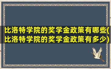 比洛特学院的奖学金政策有哪些(比洛特学院的奖学金政策有多少)