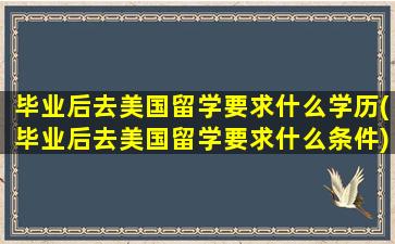 毕业后去美国留学要求什么学历(毕业后去美国留学要求什么条件)