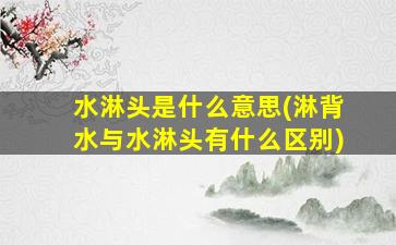 水淋头是什么意思(淋背水与水淋头有什么区别)