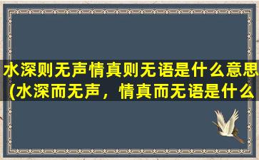 水深则无声情真则无语是什么意思(水深而无声，情真而无语是什么意思)