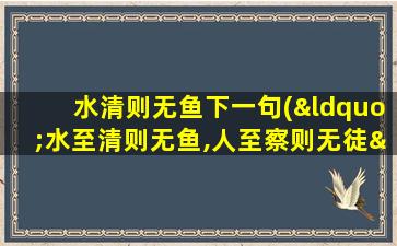 水清则无鱼下一句(“水至清则无鱼,人至察则无徒”)