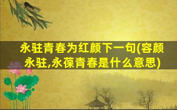 永驻青春为红颜下一句(容颜永驻,永葆青春是什么意思)