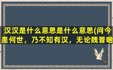 汉汉是什么意思是什么意思(问今是何世，乃不知有汉，无论魏晋啥意思)