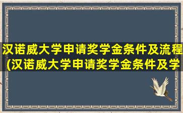 汉诺威大学申请奖学金条件及流程(汉诺威大学申请奖学金条件及学费)