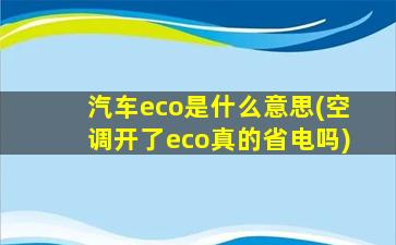 汽车eco是什么意思(空调开了eco真的省电吗)