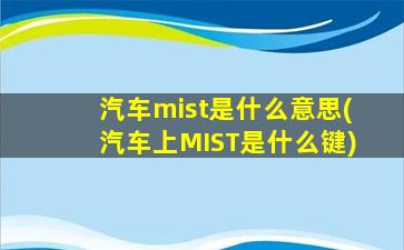 汽车mist是什么意思(汽车上MIST是什么键)