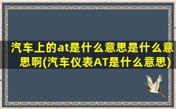 汽车上的at是什么意思是什么意思啊(汽车仪表AT是什么意思)