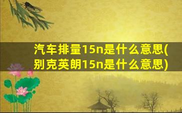 汽车排量15n是什么意思(别克英朗15n是什么意思)