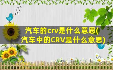 汽车的crv是什么意思(汽车中的CRV是什么意思)