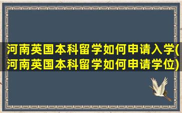 河南英国本科留学如何申请入学(河南英国本科留学如何申请学位)