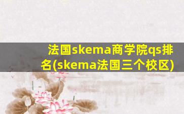 法国skema商学院qs排名(skema法国三个校区)