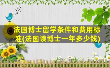 法国博士留学条件和费用标准(法国读博士一年多少钱)