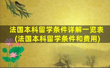 法国本科留学条件详解一览表(法国本科留学条件和费用)