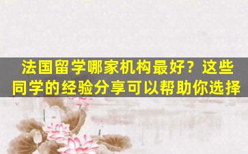 法国留学哪家机构最好？这些同学的经验分享可以帮助你选择