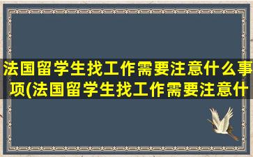 法国留学生找工作需要注意什么事项(法国留学生找工作需要注意什么细节)