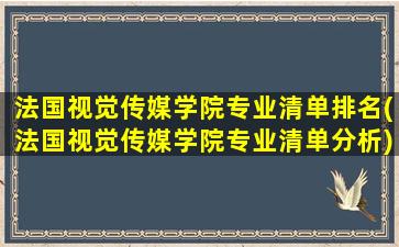 法国视觉传媒学院专业清单排名(法国视觉传媒学院专业清单分析)