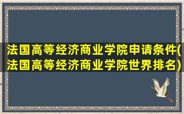 法国高等经济商业学院申请条件(法国高等经济商业学院世界排名)