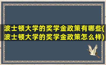 波士顿大学的奖学金政策有哪些(波士顿大学的奖学金政策怎么样)