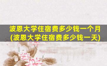 波恩大学住宿费多少钱一个月(波恩大学住宿费多少钱一天)