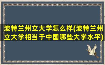 波特兰州立大学怎么样(波特兰州立大学相当于中国哪些大学水平)