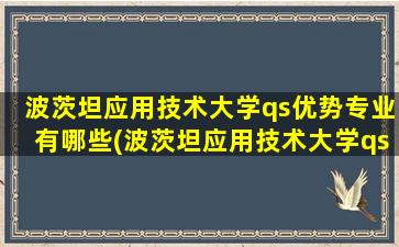 波茨坦应用技术大学qs优势专业有哪些(波茨坦应用技术大学qs优势专业是什么)