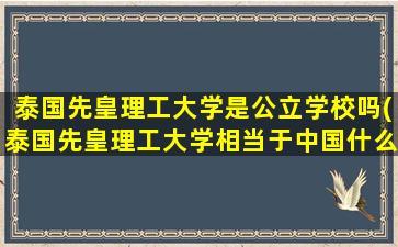 泰国先皇理工大学是公立学校吗(泰国先皇理工大学相当于中国什么大学)