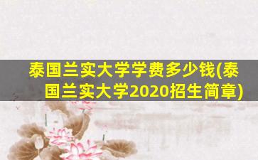 泰国兰实大学学费多少钱(泰国兰实大学2020招生简章)