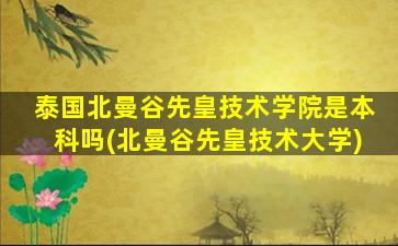 泰国北曼谷先皇技术学院是本科吗(北曼谷先皇技术大学)