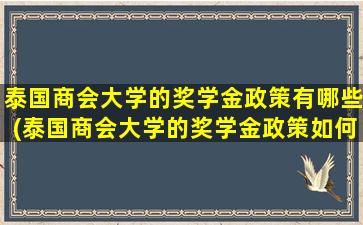 泰国商会大学的奖学金政策有哪些(泰国商会大学的奖学金政策如何)