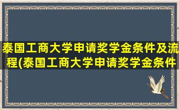 泰国工商大学申请奖学金条件及流程(泰国工商大学申请奖学金条件)