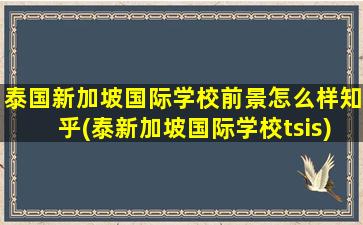 泰国新加坡国际学校前景怎么样知乎(泰新加坡国际学校tsis)