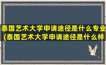 泰国艺术大学申请途径是什么专业(泰国艺术大学申请途径是什么样的)