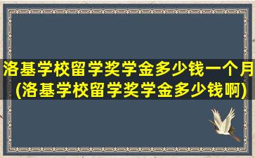 洛基学校留学奖学金多少钱一个月(洛基学校留学奖学金多少钱啊)