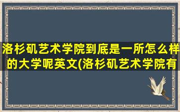 洛杉矶艺术学院到底是一所怎么样的大学呢英文(洛杉矶艺术学院有多难)