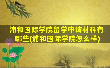 浦和国际学院留学申请材料有哪些(浦和国际学院怎么样)