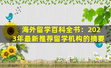 海外留学百科全书：2023年最新推荐留学机构的摘要