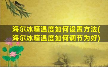 海尔冰箱温度如何设置方法(海尔冰箱温度如何调节为好)