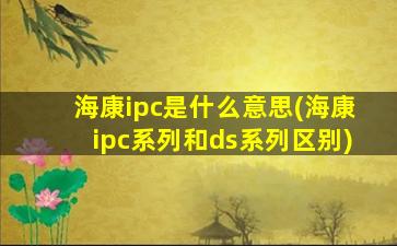 海康ipc是什么意思(海康ipc系列和ds系列区别)