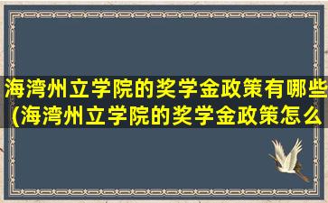 海湾州立学院的奖学金政策有哪些(海湾州立学院的奖学金政策怎么样)