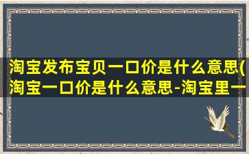 淘宝发布宝贝一口价是什么意思(淘宝一口价是什么意思-淘宝里一口价是什么意思)