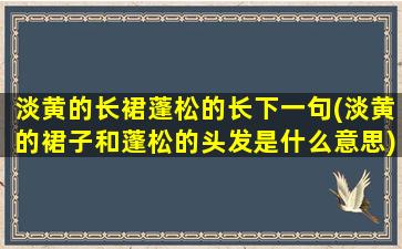 淡黄的长裙蓬松的长下一句(淡黄的裙子和蓬松的头发是什么意思)