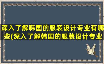 深入了解韩国的服装设计专业有哪些(深入了解韩国的服装设计专业就业前景)